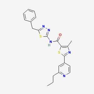 N-[(2E)-5-benzyl-1,3,4-thiadiazol-2(3H)-ylidene]-4-methyl-2-(2-propylpyridin-4-yl)-1,3-thiazole-5-carboxamide