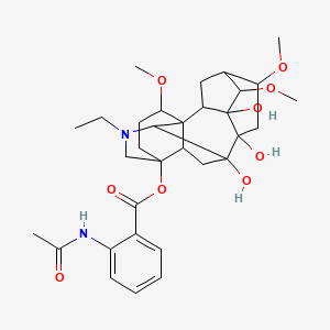 molecular formula C32H44N2O9 B1216883 (11-Ethyl-3,8,9-trihydroxy-4,6,16-trimethoxy-11-azahexacyclo[7.7.2.12,5.01,10.03,8.013,17]nonadecan-13-yl) 2-acetamidobenzoate 