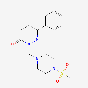 molecular formula C16H22N4O3S B12168853 2-{[4-(methylsulfonyl)piperazin-1-yl]methyl}-6-phenyl-4,5-dihydropyridazin-3(2H)-one 