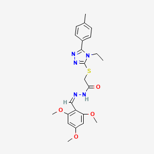 molecular formula C23H27N5O4S B12168968 2-[[4-ethyl-5-(4-methylphenyl)-1,2,4-triazol-3-yl]sulfanyl]-N-[(E)-(2,4,6-trimethoxyphenyl)methylideneamino]acetamide 