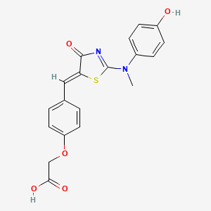 molecular formula C19H16N2O5S B12169000 (4-{(Z)-[2-[(4-hydroxyphenyl)(methyl)amino]-4-oxo-1,3-thiazol-5(4H)-ylidene]methyl}phenoxy)acetic acid 