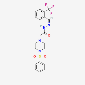 molecular formula C21H23F3N4O3S B12169035 2-[4-(4-methylphenyl)sulfonylpiperazin-1-yl]-N-[(E)-[2-(trifluoromethyl)phenyl]methylideneamino]acetamide 