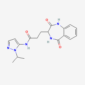 molecular formula C18H21N5O3 B12169108 3-(2,5-dioxo-2,3,4,5-tetrahydro-1H-benzo[e][1,4]diazepin-3-yl)-N-(1-isopropyl-1H-pyrazol-5-yl)propanamide 