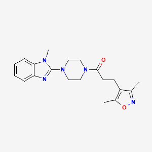 molecular formula C20H25N5O2 B12169150 3-(3,5-dimethyl-4-isoxazolyl)-1-[4-(1-methyl-1H-1,3-benzimidazol-2-yl)piperazino]-1-propanone 