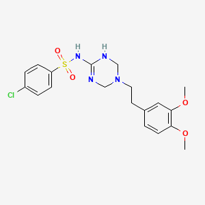 molecular formula C19H23ClN4O4S B12169176 4-chloro-N-{5-[2-(3,4-dimethoxyphenyl)ethyl]-1,4,5,6-tetrahydro-1,3,5-triazin-2-yl}benzenesulfonamide 