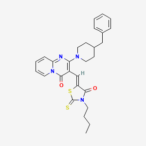 molecular formula C28H30N4O2S2 B12169215 2-(4-benzylpiperidin-1-yl)-3-[(Z)-(3-butyl-4-oxo-2-thioxo-1,3-thiazolidin-5-ylidene)methyl]-4H-pyrido[1,2-a]pyrimidin-4-one 