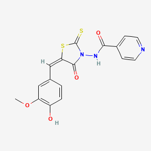 molecular formula C17H13N3O4S2 B12169216 4-Pyridinecarboxamide, N-(5-((4-hydroxy-3-methoxyphenyl)methylene)-4-oxo-2-thioxo-3-thiazolidinyl)- CAS No. 72732-39-9