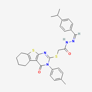 2-{[3-(4-methylphenyl)-4-oxo-3,4,5,6,7,8-hexahydro[1]benzothieno[2,3-d]pyrimidin-2-yl]sulfanyl}-N'-{(Z)-[4-(propan-2-yl)phenyl]methylidene}acetohydrazide