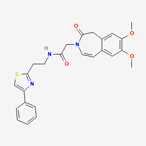 molecular formula C25H25N3O4S B12169364 2-(7,8-dimethoxy-2-oxo-1,2-dihydro-3H-3-benzazepin-3-yl)-N-[2-(4-phenyl-1,3-thiazol-2-yl)ethyl]acetamide 