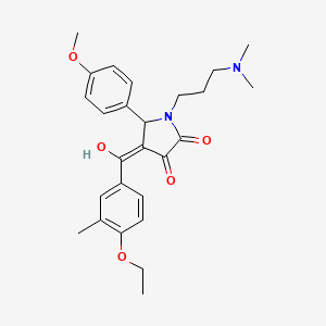 molecular formula C26H32N2O5 B12169376 1-[3-(dimethylamino)propyl]-4-[(4-ethoxy-3-methylphenyl)carbonyl]-3-hydroxy-5-(4-methoxyphenyl)-1,5-dihydro-2H-pyrrol-2-one 