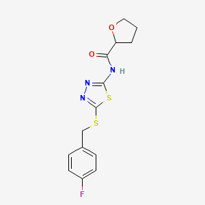 molecular formula C14H14FN3O2S2 B12169385 N-(5-{[(4-fluorophenyl)methyl]sulfanyl}-1,3,4-thiadiazol-2-yl)oxolane-2-carboxamide 