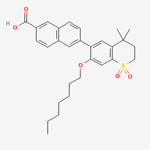 B1216943 6-(7-(Heptyloxy)-3,4-dihydro-4,4-dimethyl-1,1-dioxido-2H-1-benzothiopyran-6-yl)-2-naphthalenecarboxylic acid CAS No. 153049-52-6