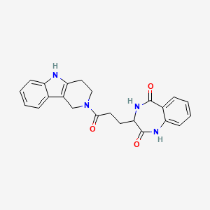 molecular formula C23H22N4O3 B12169496 3-[3-oxo-3-(1,3,4,5-tetrahydro-2H-pyrido[4,3-b]indol-2-yl)propyl]-3,4-dihydro-1H-1,4-benzodiazepine-2,5-dione 