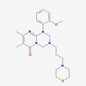 molecular formula C22H31N5O3 B12169508 1-(2-methoxyphenyl)-7,8-dimethyl-3-[3-(morpholin-4-yl)propyl]-1,2,3,4-tetrahydro-6H-pyrimido[1,2-a][1,3,5]triazin-6-one 