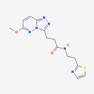 molecular formula C14H16N6O2S B12169647 3-(6-methoxy-[1,2,4]triazolo[4,3-b]pyridazin-3-yl)-N-(2-(thiazol-2-yl)ethyl)propanamide 