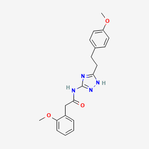 molecular formula C20H22N4O3 B12169665 2-(2-methoxyphenyl)-N-{3-[2-(4-methoxyphenyl)ethyl]-1H-1,2,4-triazol-5-yl}acetamide 