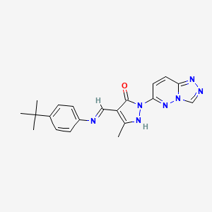 molecular formula C20H21N7O B12169736 (4E)-4-{[(4-tert-butylphenyl)amino]methylidene}-5-methyl-2-([1,2,4]triazolo[4,3-b]pyridazin-6-yl)-2,4-dihydro-3H-pyrazol-3-one 