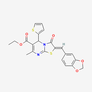 ethyl (2Z)-2-(1,3-benzodioxol-5-ylmethylidene)-7-methyl-3-oxo-5-(thiophen-2-yl)-2,3-dihydro-5H-[1,3]thiazolo[3,2-a]pyrimidine-6-carboxylate