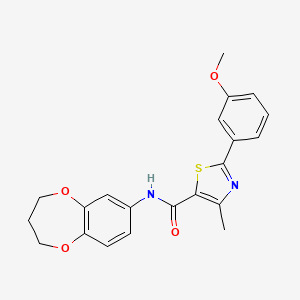 molecular formula C21H20N2O4S B12169806 N-(3,4-dihydro-2H-1,5-benzodioxepin-7-yl)-2-(3-methoxyphenyl)-4-methyl-1,3-thiazole-5-carboxamide 