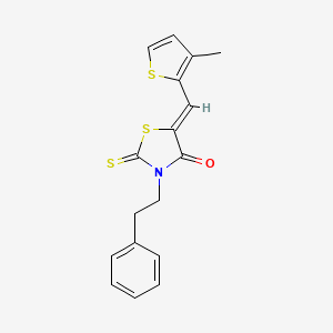 molecular formula C17H15NOS3 B12169881 (5Z)-5-[(3-methylthiophen-2-yl)methylidene]-3-(2-phenylethyl)-2-thioxo-1,3-thiazolidin-4-one 