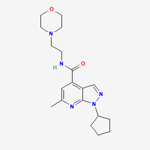 molecular formula C19H27N5O2 B12170046 1-cyclopentyl-6-methyl-N-[2-(morpholin-4-yl)ethyl]-1H-pyrazolo[3,4-b]pyridine-4-carboxamide 