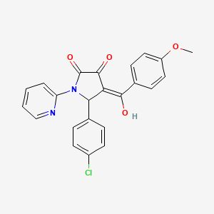 (E)-[2-(4-chlorophenyl)-4,5-dioxo-1-(pyridinium-2-yl)pyrrolidin-3-ylidene](4-methoxyphenyl)methanolate