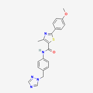 molecular formula C21H19N5O2S B12170091 2-(4-methoxyphenyl)-4-methyl-N-[4-(1H-1,2,4-triazol-1-ylmethyl)phenyl]-1,3-thiazole-5-carboxamide 