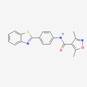 molecular formula C19H15N3O2S B12170118 N-[4-(1,3-benzothiazol-2-yl)phenyl]-3,5-dimethyl-1,2-oxazole-4-carboxamide 