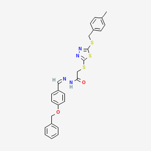 molecular formula C26H24N4O2S3 B12170147 N'-{(Z)-[4-(benzyloxy)phenyl]methylidene}-2-({5-[(4-methylbenzyl)sulfanyl]-1,3,4-thiadiazol-2-yl}sulfanyl)acetohydrazide 