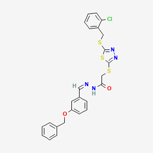 2-[[5-[(2-chlorophenyl)methylsulfanyl]-1,3,4-thiadiazol-2-yl]sulfanyl]-N-[(E)-(3-phenylmethoxyphenyl)methylideneamino]acetamide