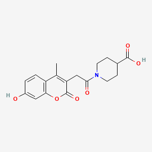 molecular formula C18H19NO6 B12170332 1-[(7-hydroxy-4-methyl-2-oxo-2H-chromen-3-yl)acetyl]piperidine-4-carboxylic acid 