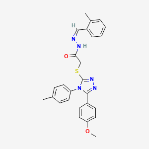 2-{[5-(4-methoxyphenyl)-4-(4-methylphenyl)-4H-1,2,4-triazol-3-yl]sulfanyl}-N'-[(Z)-(2-methylphenyl)methylidene]acetohydrazide