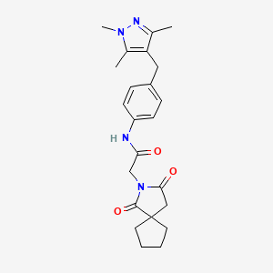 2-(1,3-dioxo-2-azaspiro[4.4]non-2-yl)-N-{4-[(1,3,5-trimethyl-1H-pyrazol-4-yl)methyl]phenyl}acetamide