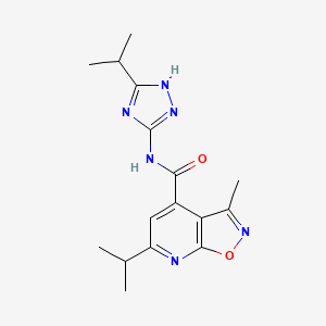 molecular formula C16H20N6O2 B12170594 3-methyl-6-(propan-2-yl)-N-[3-(propan-2-yl)-1H-1,2,4-triazol-5-yl][1,2]oxazolo[5,4-b]pyridine-4-carboxamide 