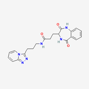 molecular formula C21H22N6O3 B12170697 3-(2-hydroxy-5-oxo-4,5-dihydro-3H-1,4-benzodiazepin-3-yl)-N-[3-([1,2,4]triazolo[4,3-a]pyridin-3-yl)propyl]propanamide 