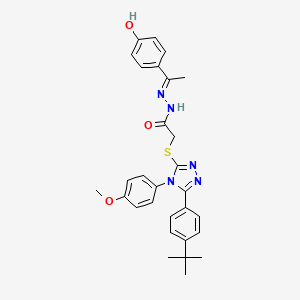 molecular formula C29H31N5O3S B12170704 2-{[5-(4-tert-butylphenyl)-4-(4-methoxyphenyl)-4H-1,2,4-triazol-3-yl]sulfanyl}-N'-[(1E)-1-(4-hydroxyphenyl)ethylidene]acetohydrazide 