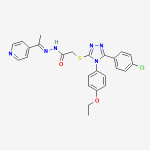 2-[[5-(4-chlorophenyl)-4-(4-ethoxyphenyl)-1,2,4-triazol-3-yl]sulfanyl]-N-[(Z)-1-pyridin-4-ylethylideneamino]acetamide