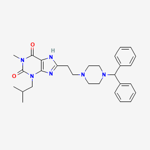 molecular formula C29H36N6O2 B1217075 Laprafylline CAS No. 90749-32-9