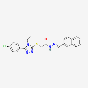 molecular formula C24H22ClN5OS B12170757 2-{[5-(4-chlorophenyl)-4-ethyl-4H-1,2,4-triazol-3-yl]sulfanyl}-N'-[(1E)-1-(naphthalen-2-yl)ethylidene]acetohydrazide 