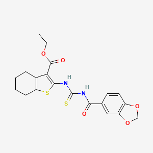 molecular formula C20H20N2O5S2 B12170780 Benzo[b]thiophene-3-carboxylic acid, 2-[[[(1,3-benzodioxol-5-ylcarbonyl)amino]thioxomethyl]amino]-4,5,6,7-tetrahydro-, ethyl ester CAS No. 610281-80-6