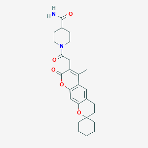 molecular formula C26H32N2O5 B12170794 1-[(6'-methyl-8'-oxo-3',4'-dihydro-8'H-spiro[cyclohexane-1,2'-pyrano[3,2-g]chromen]-7'-yl)acetyl]piperidine-4-carboxamide 