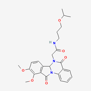 molecular formula C25H29N3O6 B12170799 2-(9,10-dimethoxy-5,11-dioxo-6a,11-dihydroisoindolo[2,1-a]quinazolin-6(5H)-yl)-N-[3-(propan-2-yloxy)propyl]acetamide 