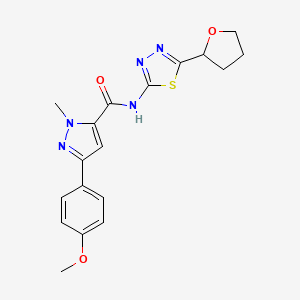 3-(4-methoxyphenyl)-1-methyl-N-[5-(tetrahydrofuran-2-yl)-1,3,4-thiadiazol-2-yl]-1H-pyrazole-5-carboxamide