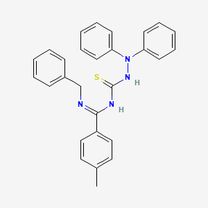 N-[(E)-(benzylimino)(4-methylphenyl)methyl]-2,2-diphenylhydrazinecarbothioamide