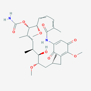 molecular formula C29H40N2O9 B1217095 carbamic acid [(3R,5S,6R,7S,10S,11S)-6-hydroxy-5,11,21-trimethoxy-3,7,9,15-tetramethyl-16,20,22-trioxo-17-azabicyclo[16.3.1]docosa-1(21),8,12,14,18-pentaen-10-yl] ester 