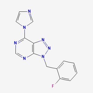 molecular formula C14H10FN7 B1217097 3-[(2-Fluorophenyl)methyl]-7-(1-imidazolyl)triazolo[4,5-d]pyrimidine 