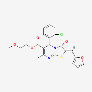 2-methoxyethyl (2Z)-5-(2-chlorophenyl)-2-(furan-2-ylmethylidene)-7-methyl-3-oxo-2,3-dihydro-5H-[1,3]thiazolo[3,2-a]pyrimidine-6-carboxylate