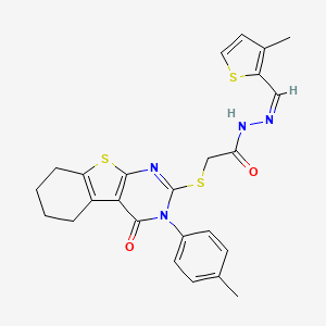 2-{[3-(4-methylphenyl)-4-oxo-3,4,5,6,7,8-hexahydro[1]benzothieno[2,3-d]pyrimidin-2-yl]sulfanyl}-N'-[(Z)-(3-methylthiophen-2-yl)methylidene]acetohydrazide