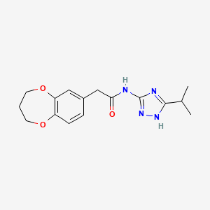 molecular formula C16H20N4O3 B12171160 2-(3,4-dihydro-2H-1,5-benzodioxepin-7-yl)-N-[3-(propan-2-yl)-1H-1,2,4-triazol-5-yl]acetamide 