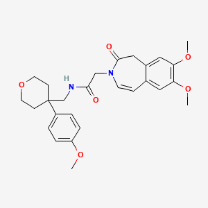 molecular formula C27H32N2O6 B12171173 2-(7,8-dimethoxy-2-oxo-1,2-dihydro-3H-3-benzazepin-3-yl)-N-{[4-(4-methoxyphenyl)tetrahydro-2H-pyran-4-yl]methyl}acetamide 